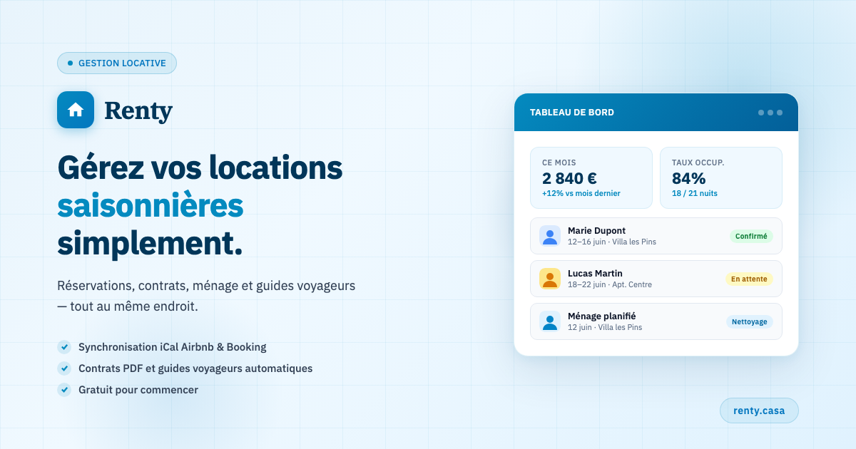 Renty Renty — Gérez vos locations saisonnières simplement